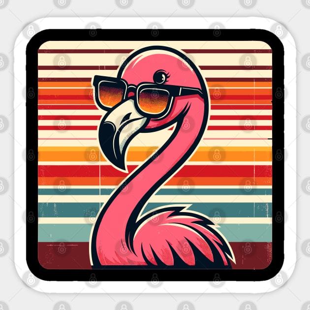 Cool Retro Flamingo in Sunglasses 70s 80s 90s Funny Flamingo Sticker by KsuAnn